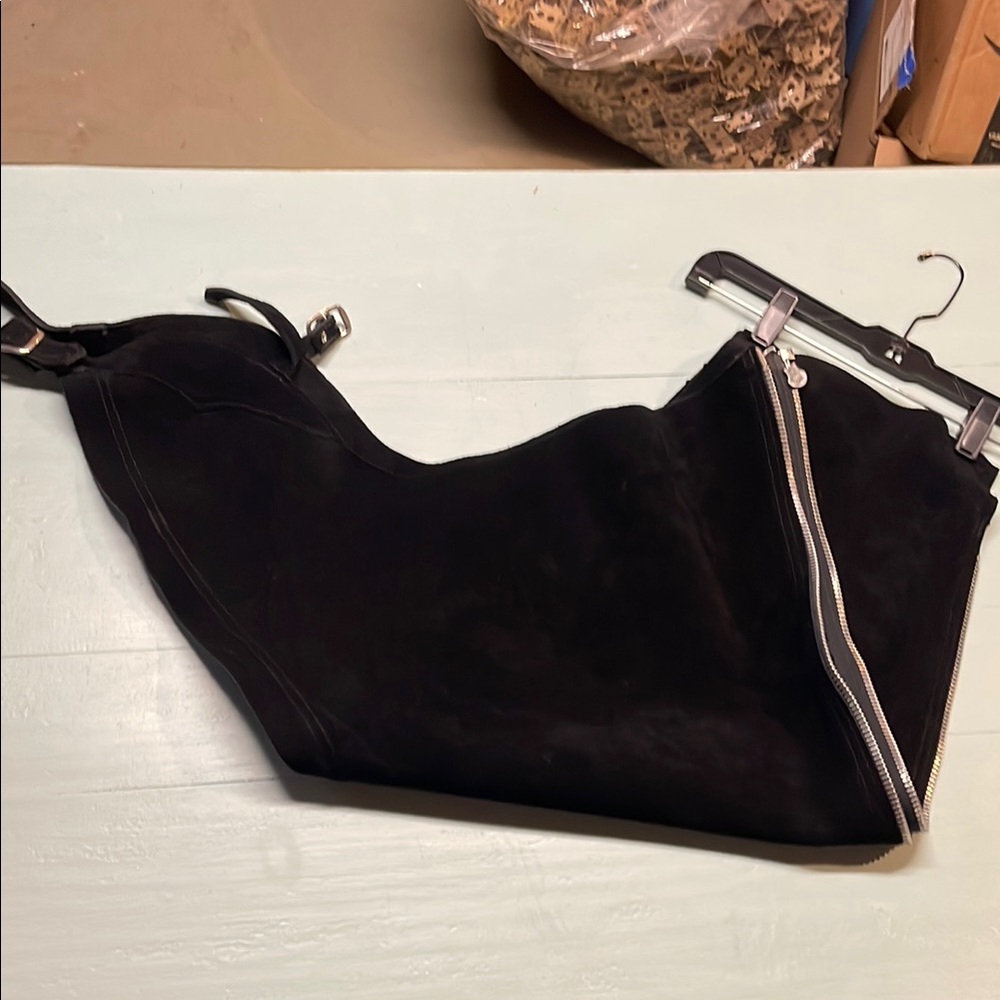 Women's XS Black Suede English Riding Chaps
